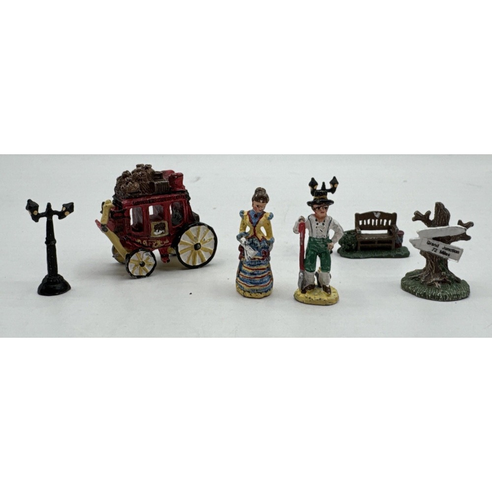 Liberty Falls Hand Painted Miniature Accessories Set Holiday Village Wagon Bench